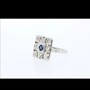 14k White Gold Diamond and Sapphire Ring